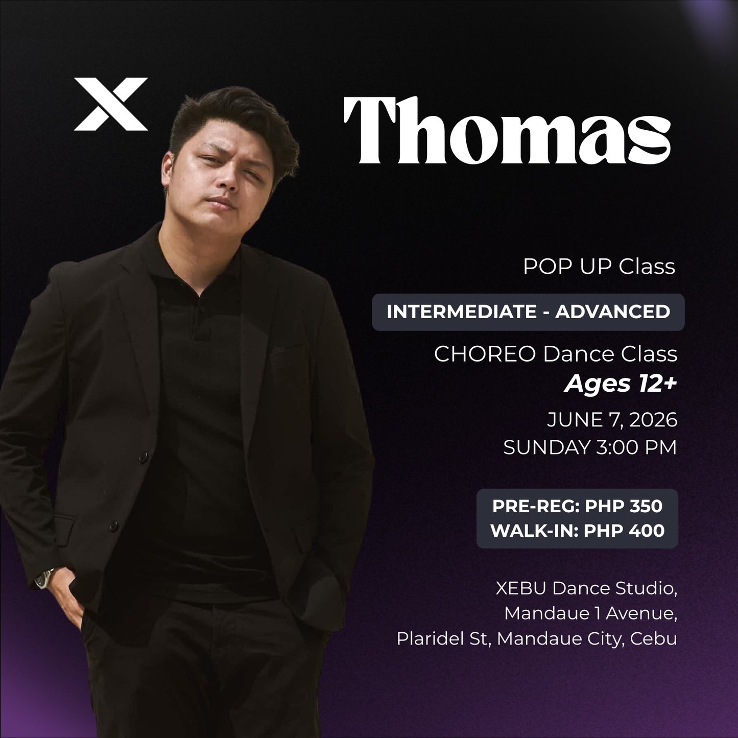 INTERMEDIATE | CHOREO Dance Class with Thomas | Sunday 3:00 PM