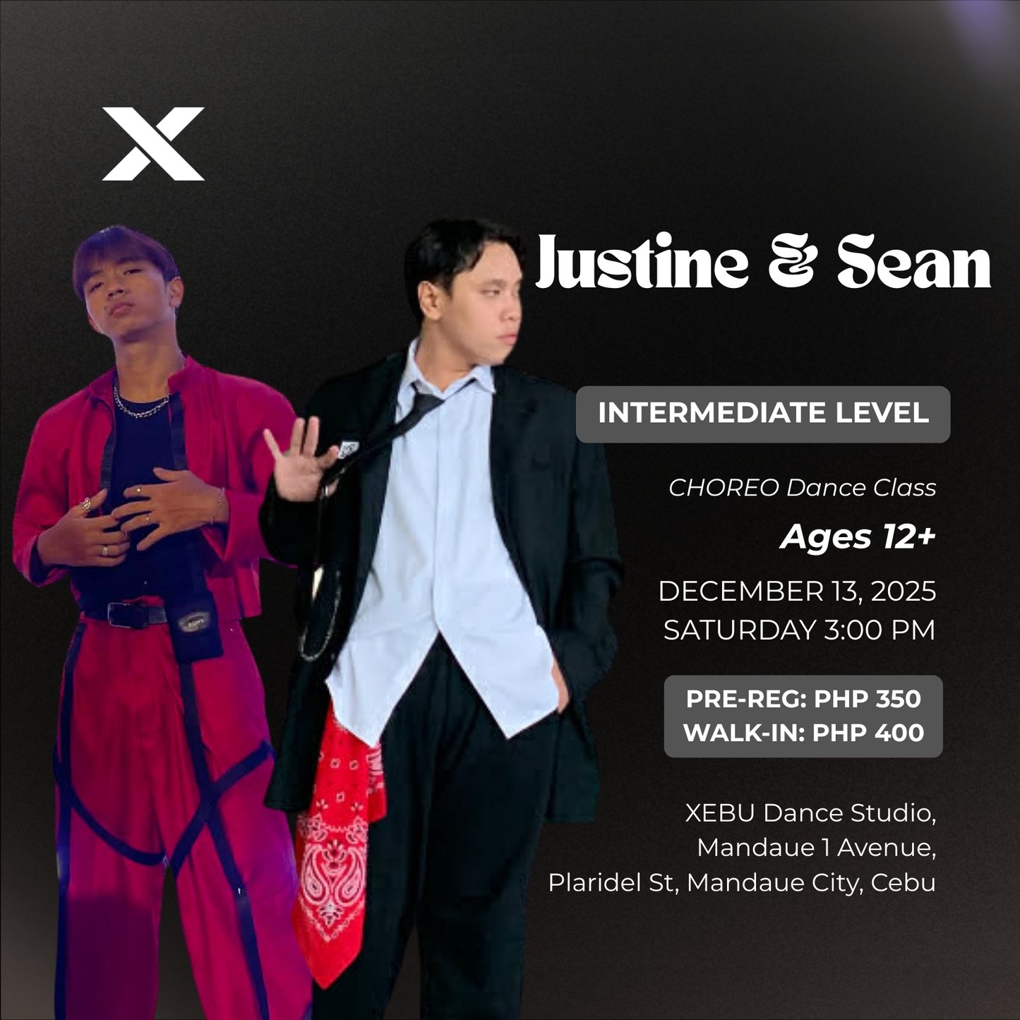 INTERMEDIATE | Choreo Dance Class with Sean & Justine | Saturday 3:00 PM