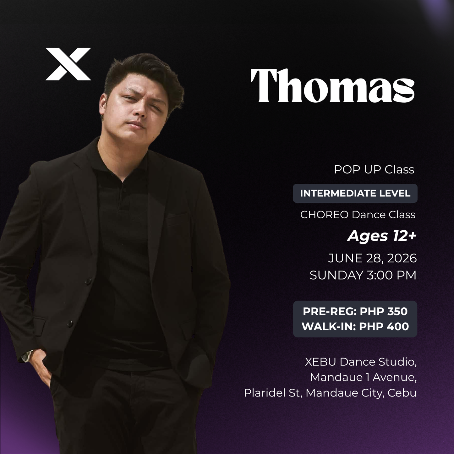 INTERMEDIATE | CHOREO Dance Class with Thomas | Sunday 3:00 PM